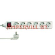 ANCO Kapcsolós Elosztó 6-os 5m  3×1,5mm2, Fehér 321160