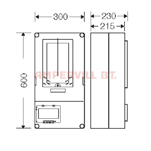 Hensel HB 3000-U 1×M63A Szabadvezetékes felületre szerelt fogy.mérő