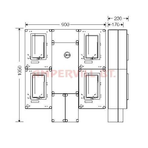 Hensel HCS441 Csoportos, 1/3F 4 Fogyasztós + szakaszoló, Felületre
