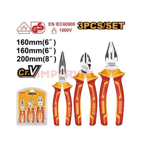 INGCO HIKPS28318 3részes szigetelt fogó készlet 1000V